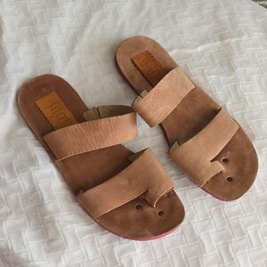 Latigo Boho Tan Leather Slide Sandals Summer Shoes